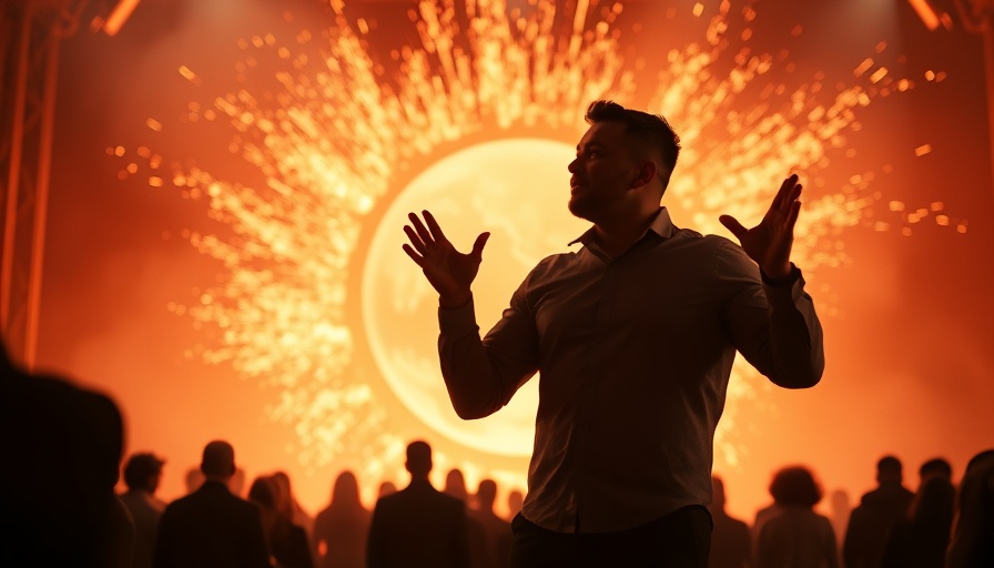 JosephZ motivational speaker, fiery background with silhouettes and glowing sphere.