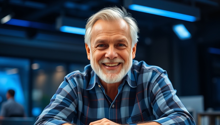 Man in plaid shirt at desk with blue-lit studio, Dutch Sheets.