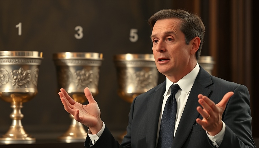 Five symbolic cups of Passover significance, man explaining.
