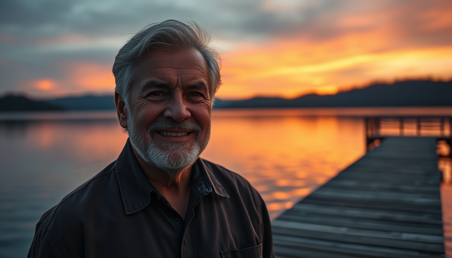 Inner Peace Power theme with a man at sunset by a dock.