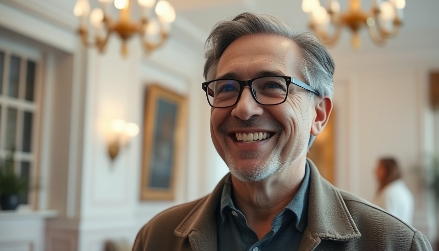 Rick Renner smiling indoors, elegant background.