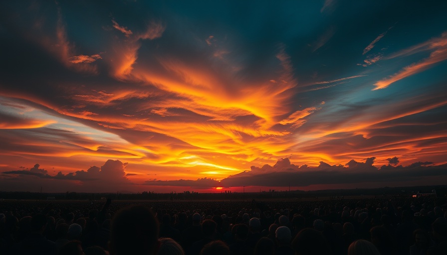 JosephZ dramatic sky over crowd scene, cinematic lighting.