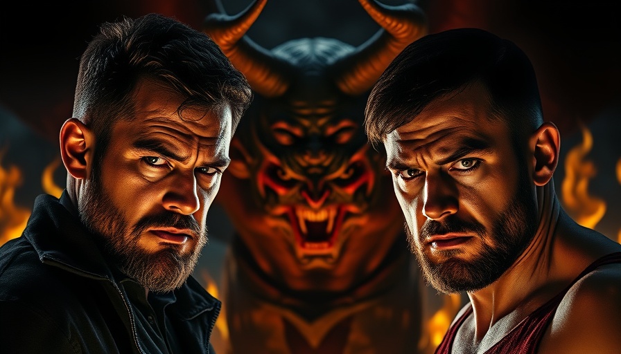 Intense scene of deliverance ministry with demon depiction.
