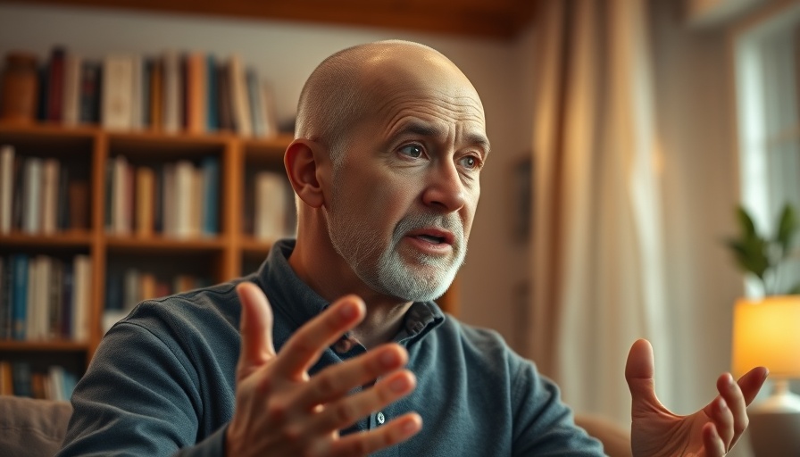 Middle-aged man discussing topic, relevant to tithe on a loan.