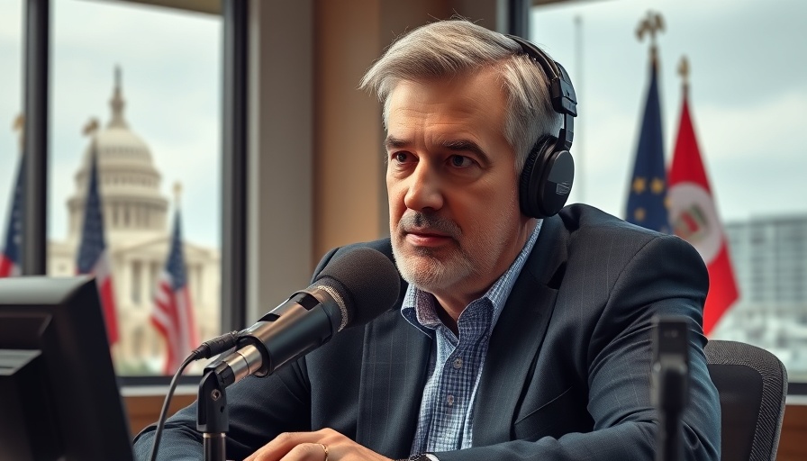 Middle-aged man hosting a show about Trump Canada relations.
