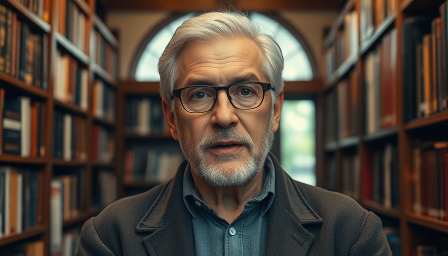 Middle-aged man speaking in a library, Demonic Manifestation Rising topic.
