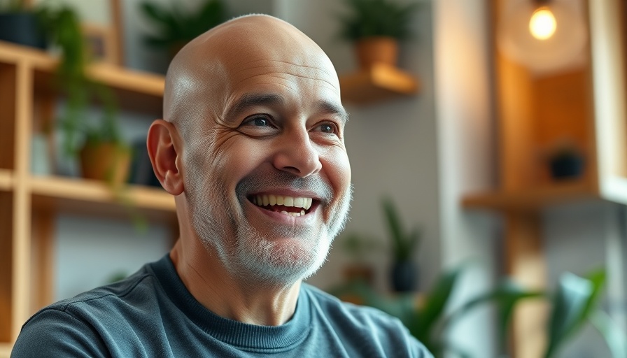 Middle-aged man smiling in a cozy room, Praying Against Eruptions.