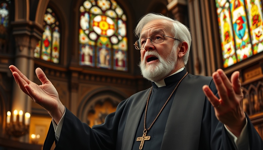 Consider One Another Christian Faith: Clergyman speaking passionately in church.