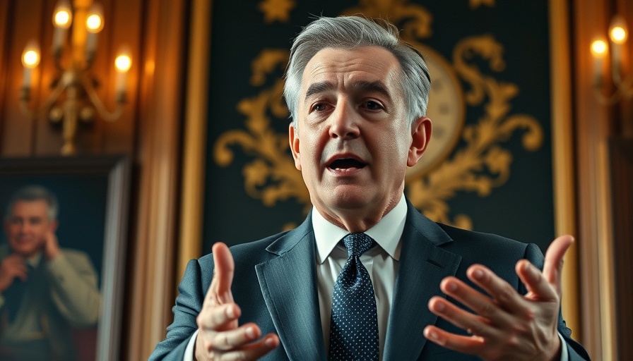 Illuminated person passionately speaking in a formal setting.