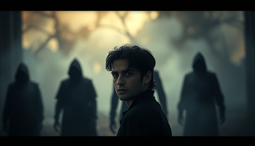 Theatrics of Darkness: mysterious figures in eerie setting.