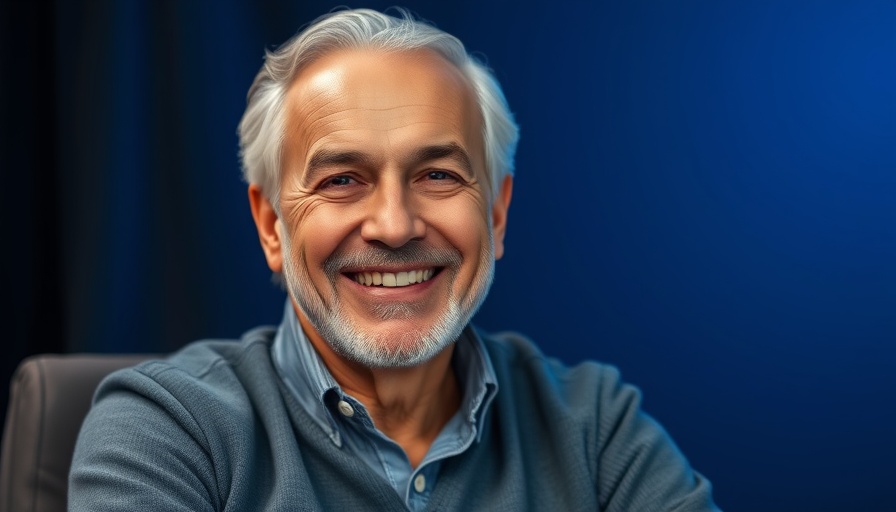 Smiling man in blue shirt in studio for 'Dutch Sheets' series.