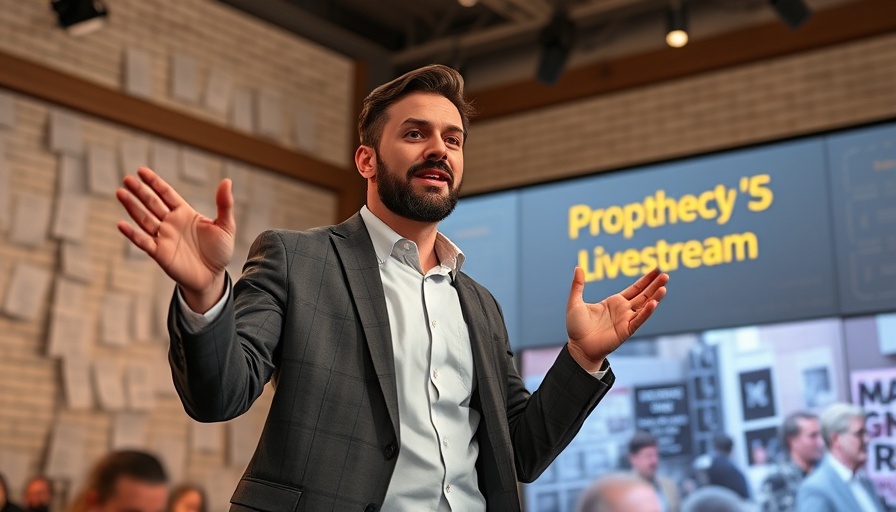 Dynamic presenter announces ship crash prophecy livestream.