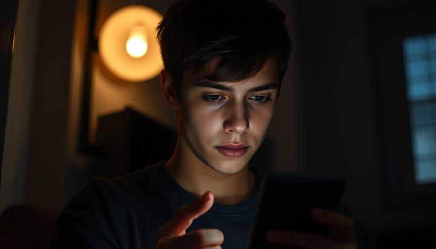 Young person reading on smartphone in dimly lit room for Reclaim the Playbook.
