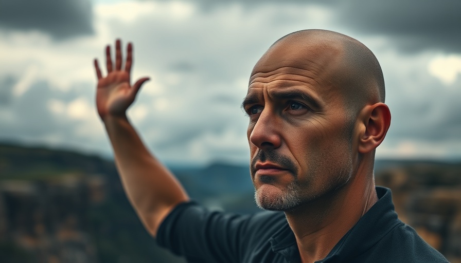 Answering the Fight Inside: Man with hands raised in dramatic landscape