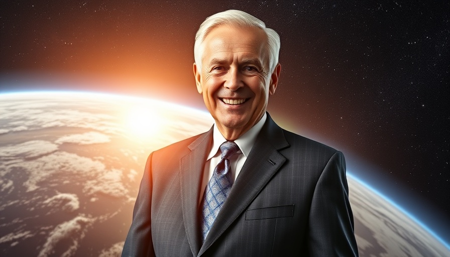 Will Your Faith Change the Future - Elderly man smiling with cosmic background.