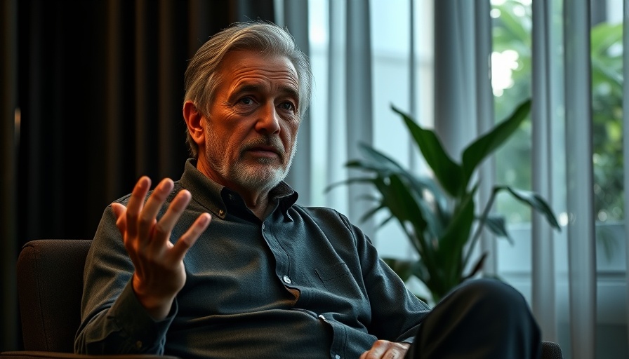 Middle-aged man in thoughtful gesture discussing divine direction.