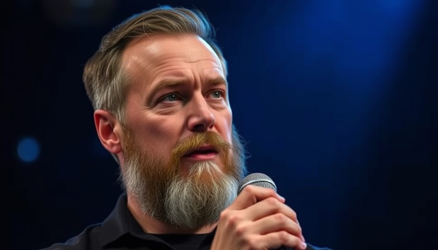 Bearded man with microphone contemplating 'Day of the Lord'.