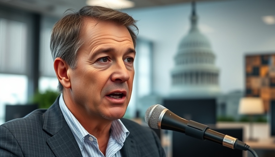 Middle-aged man on the Lance Wallnau show discussing with capitol backdrop.