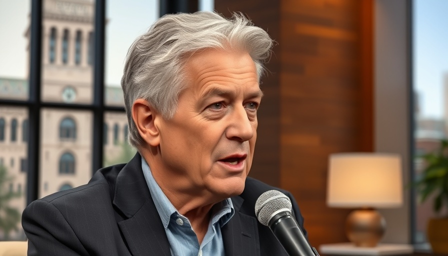 Lance Wallnau hosts a talk show with cityscape backdrop.