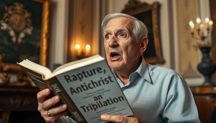 Expert discussing 'Rapture and Tribulation Insights', holding book.