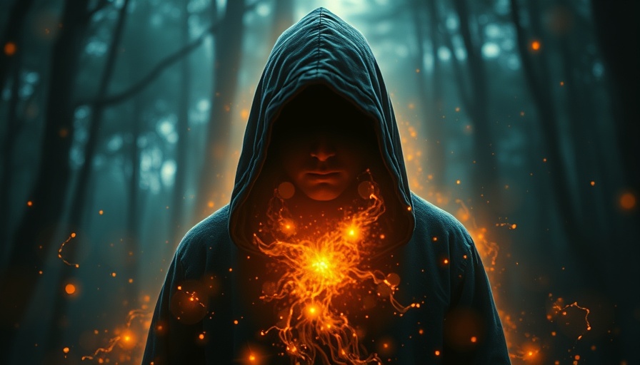 Mysterious hooded figure embodying spiritual mantles in a glowing aura.