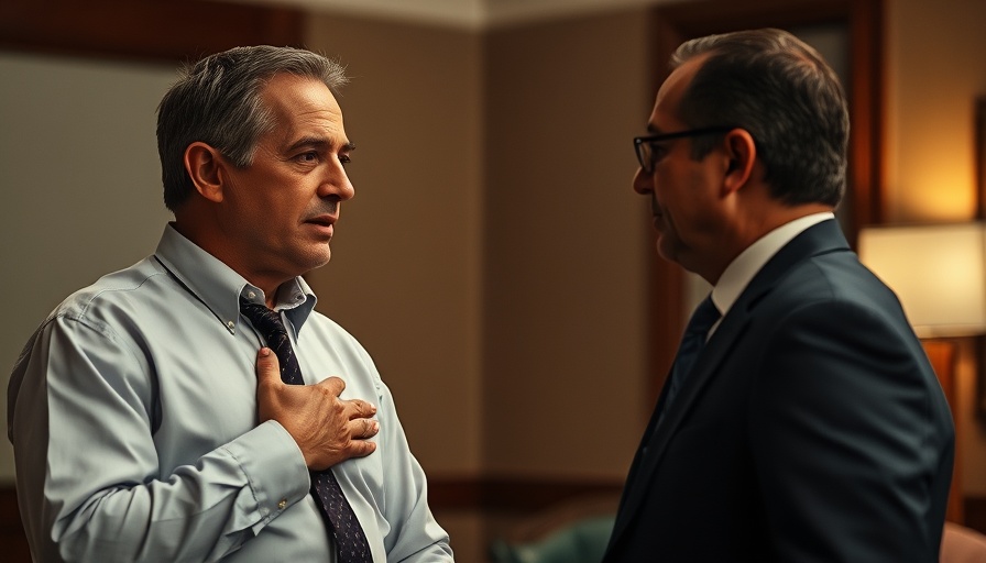 Two men in discussion; close-up shot indoors.