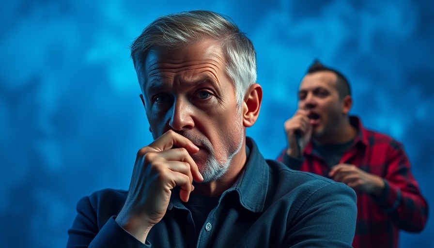 Thoughtful man contrasted with speaking figure in a blue background about Kim Clement's prophecies