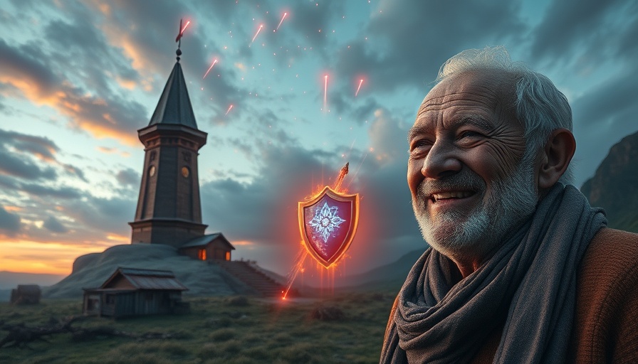 Pray for the Prophets theme with mystical landscape and elderly man smiling.