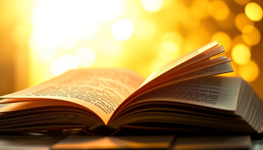 Inspirational quote on open book with glowing light