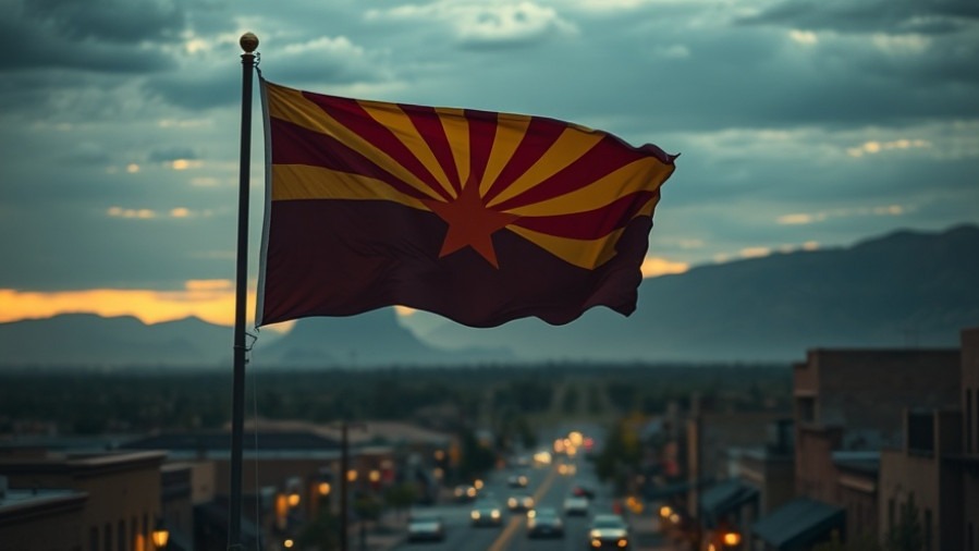 Cinematic Arizona city at dusk, reflecting prophetic insights under a hazy sky.