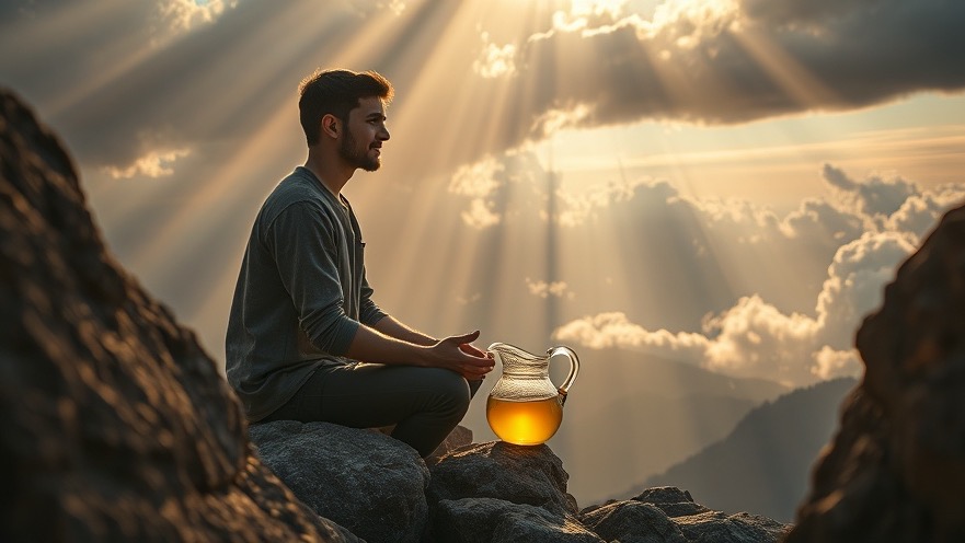 Anointing experience depicted as a serene figure on a hilltop, embodying spiritual empowerment.