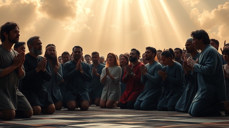 Diverse individuals in passionate prayer, reflecting Dutch Sheets' teaching on spiritual intercession.