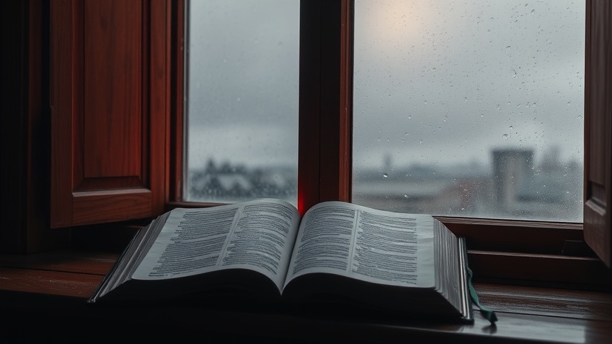 Ancient Bible on a wooden sill, symbolizing communal prayer and revival events.