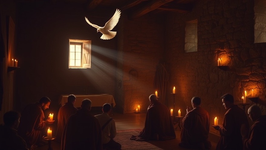 A sacred moment in 'The Upper Room' depicting spiritual gifts and prophetic insights.