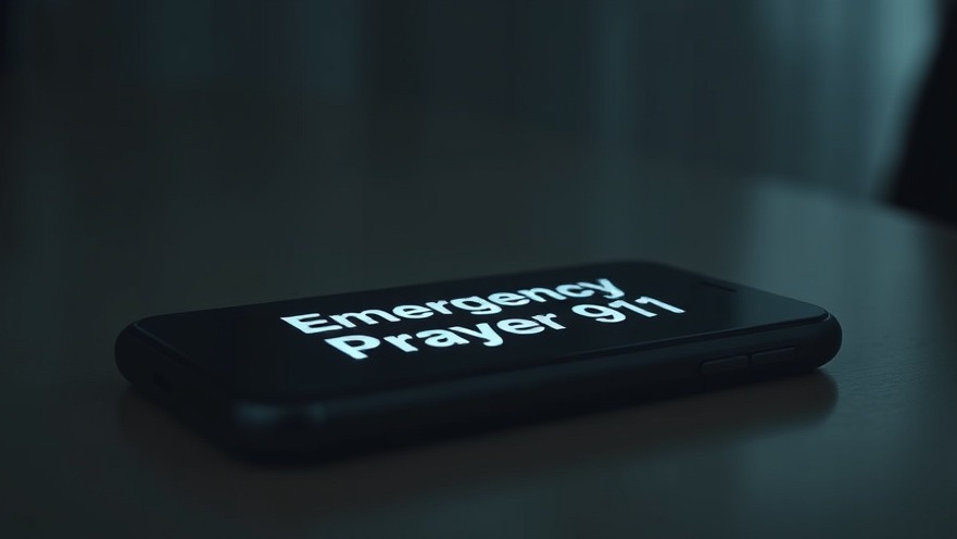 Close-up of a smartphone displaying 'Emergency Prayer 911' for intercessors and spiritual alertness.