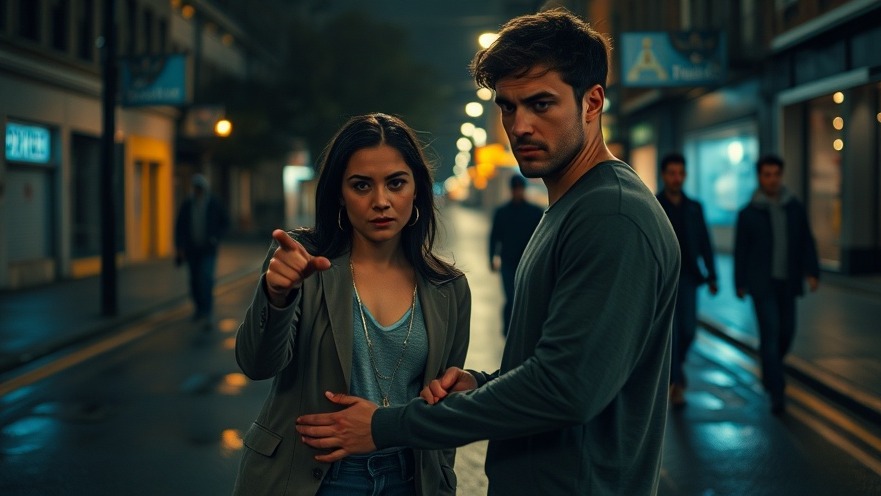 A cinematic scene highlighting discernment in women and the protective nature of men.