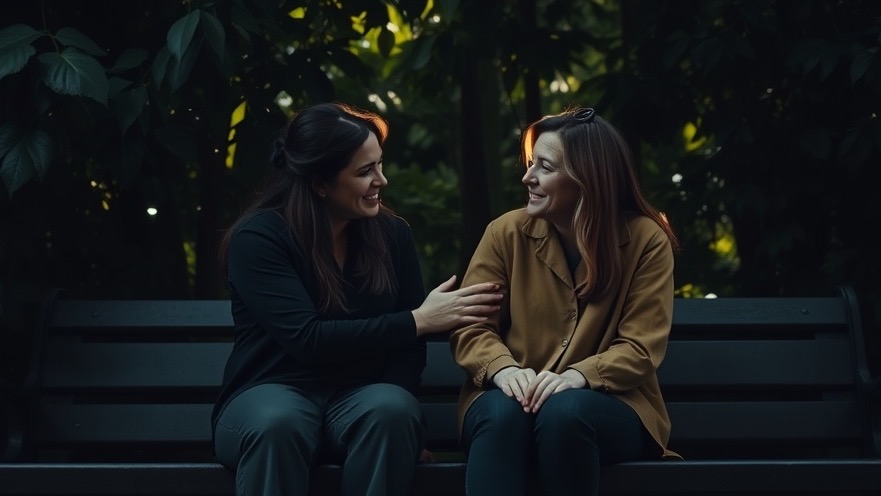Two friends sharing spiritual encouragement in a lush, intimate setting, embodying hope and renewal.