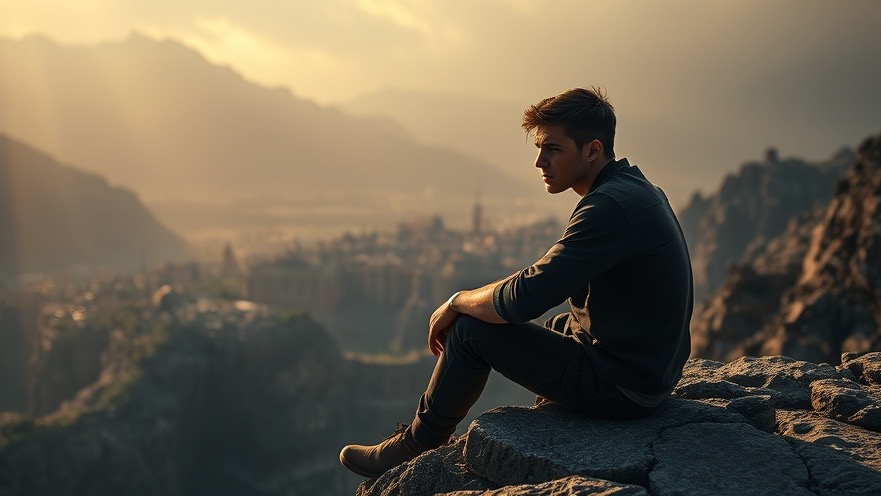 Young man in righteous anger at dawn, embodying Christian patriots' spiritual warfare.