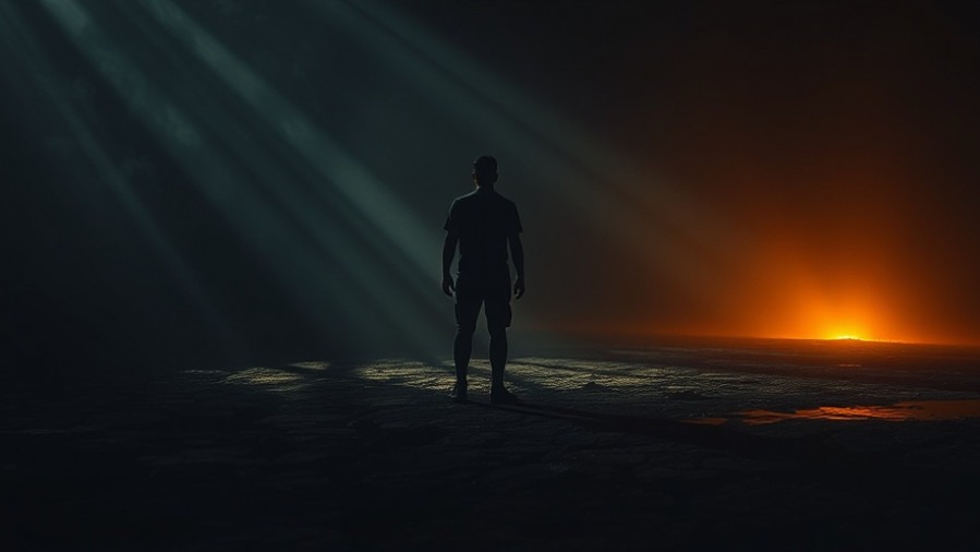 A lone figure in a shadowed space symbolizes spiritual warfare and healing, echoing Lance Wallnau's teachings.
