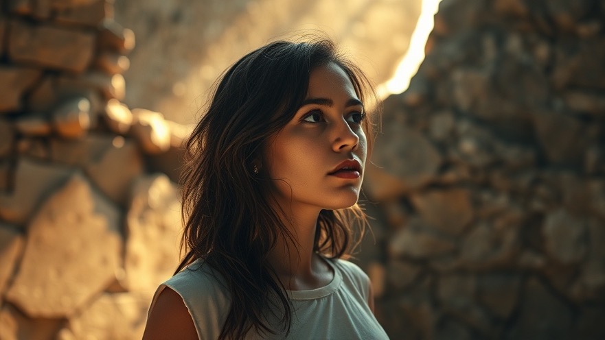 A woman experiencing spiritual breakthroughs and prayer, illuminated by ethereal light.