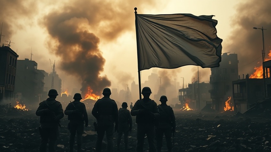 James Goll, divine intervention amidst wartime chaos with a peace flag.