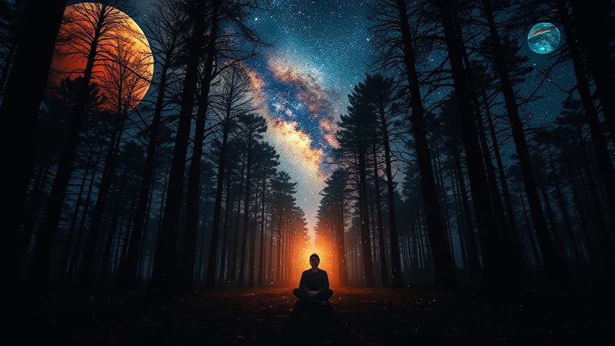 Surreal depiction of spiritual empowerment in a cosmic forest, highlighting prophetic gifts.