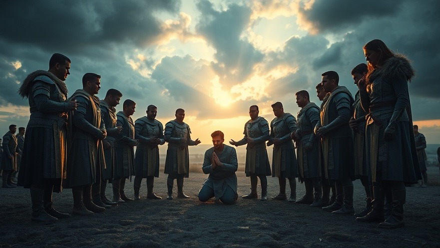 Believers in a prayer circle at dawn, embodying spiritual warfare and prophetic insights.