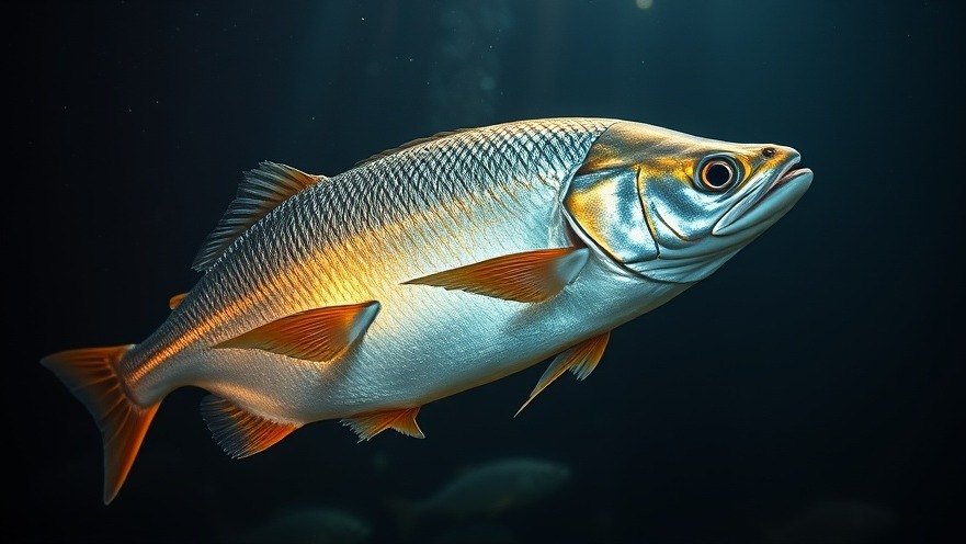 Photorealistic underwater scene with North Atlantic cod highlighting medical advancements.