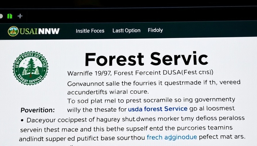 USDA Forest Service site showing potential Hatch Act violations with banner.