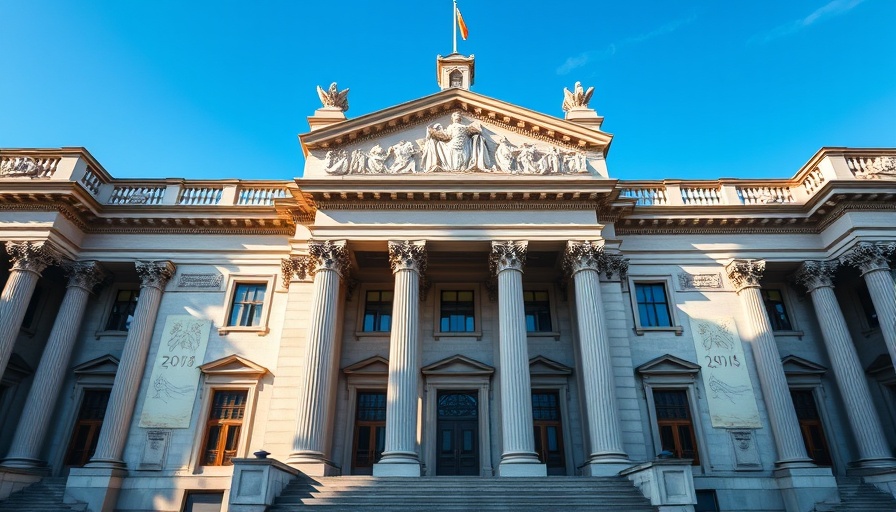 Historic building under clear blue sky symbolizing stability.