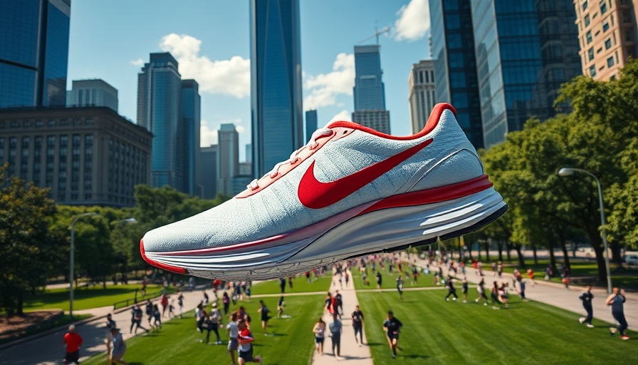 Nike running shoe over Melbourne, highlighting running culture.