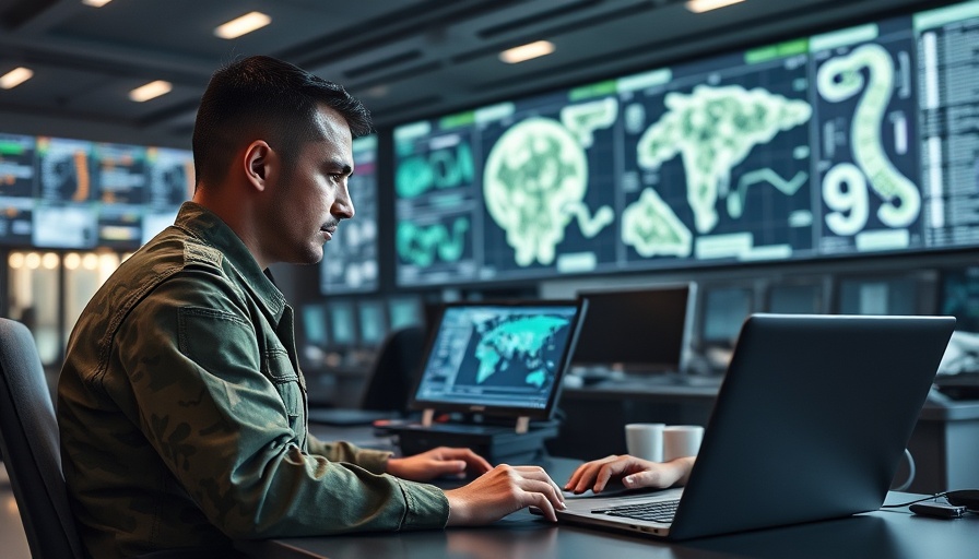 Military personnel using AI for decision-making in control center