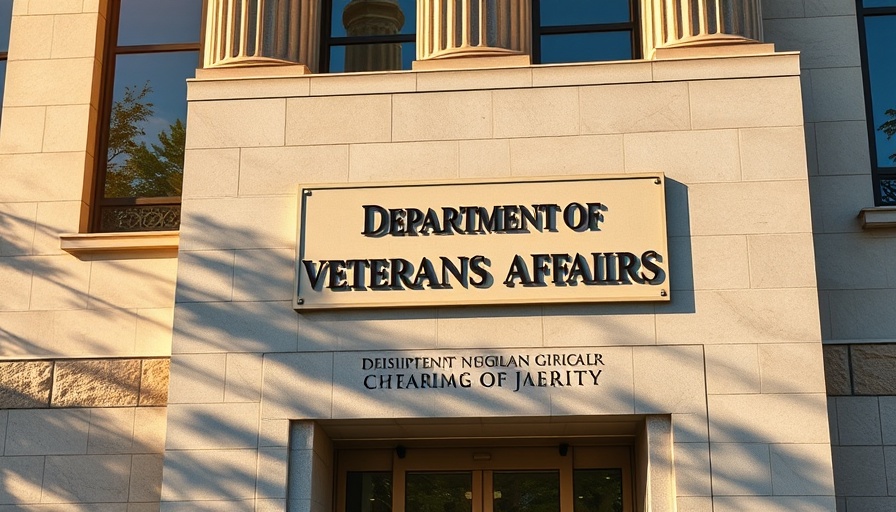 Department of Veterans Affairs building exterior, highlighting signage.