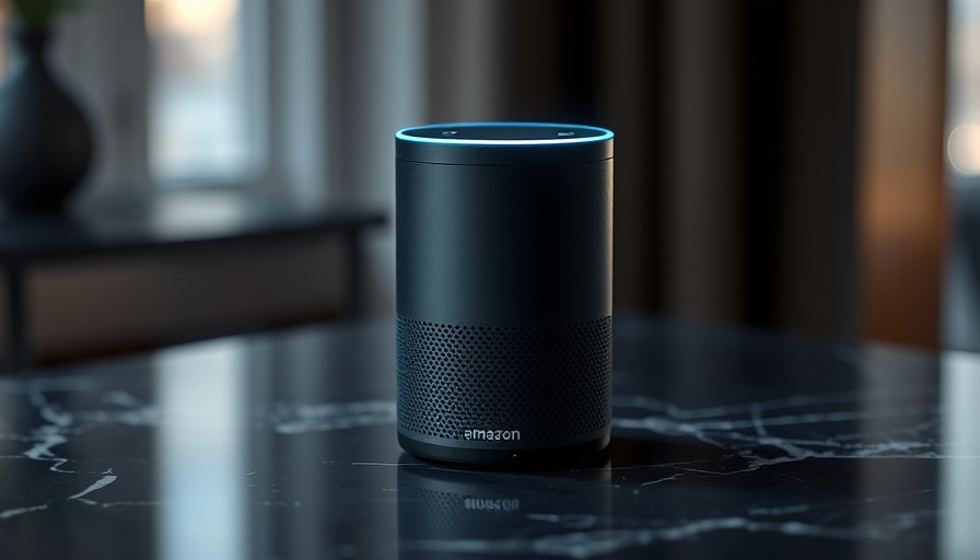 Amazon Echo device highlighting privacy implications of voice recordings on marble.